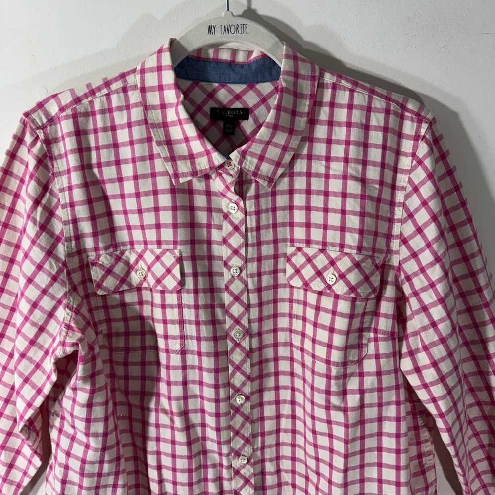 Talbots Pink Plaid Button Down Shirt - Picture 3 of 11